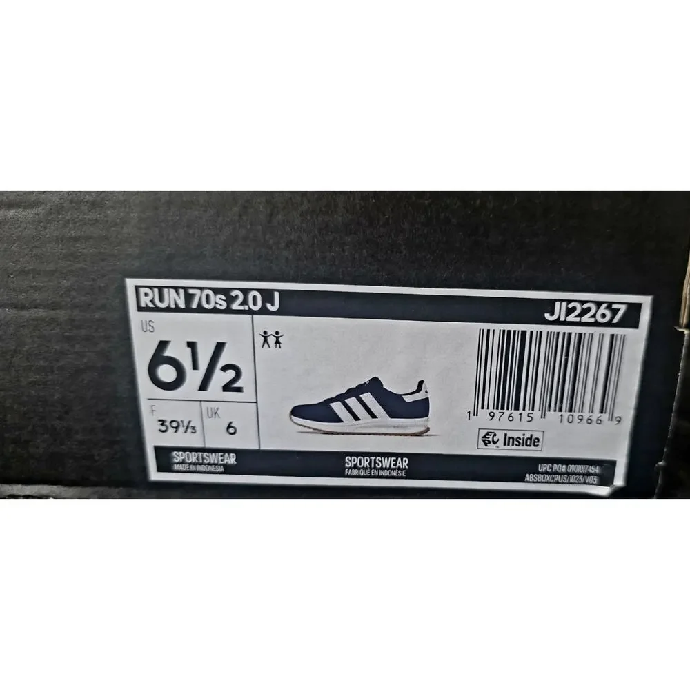 adidas Run 70s 2.0 J Blue White Classic Retro Sneakers Size 6.5Y Women 8 JI2267